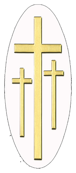 Gold 3 Crosses White Background